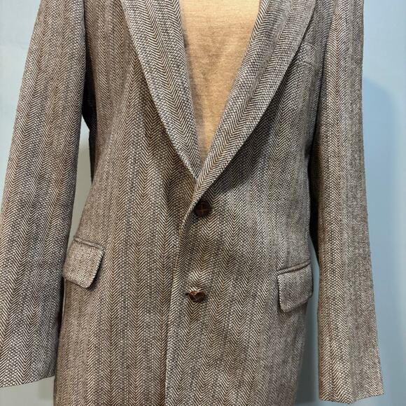 Vintage Witty Brothers herringbone wool blazer, brown and cream, men’s size 42 - Picture 3 of 7